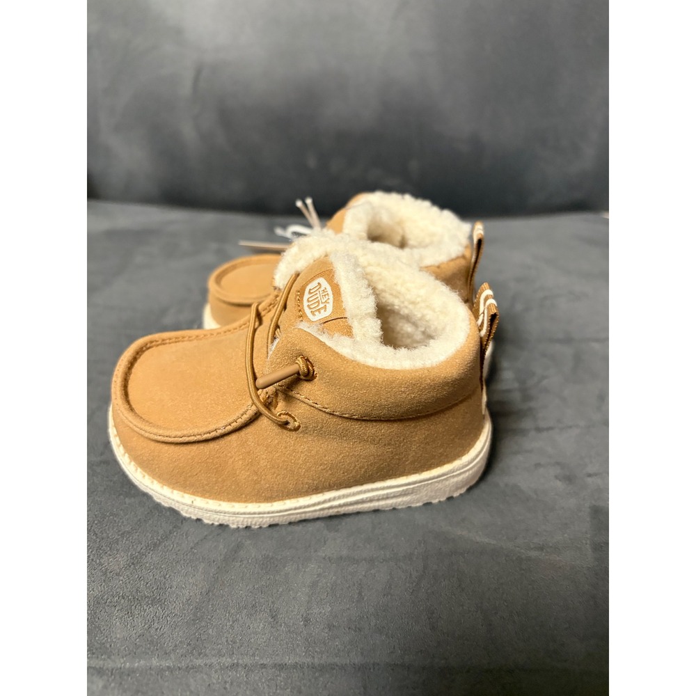 Hey Dude LilDude Cozy Tobacco Brown Faux Fur Lined Boots Kids Size 3C 44269-2DM